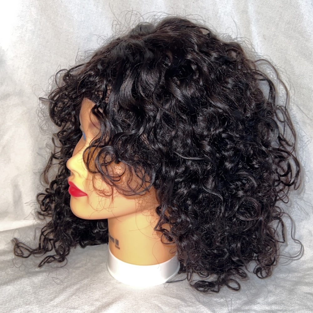 Boho Curly True Scalp Bang Wig (NWT/Human hair)